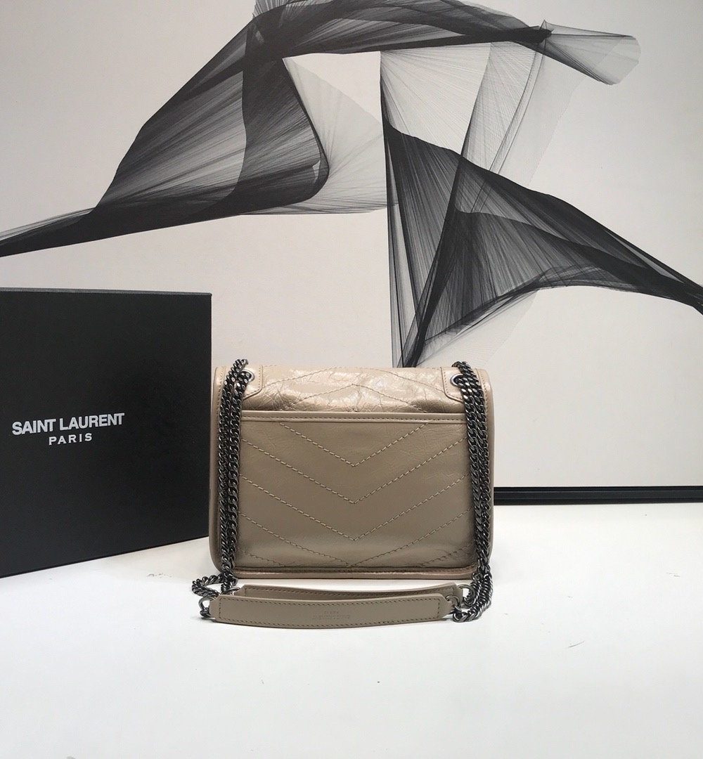 [REP 1:1] Saint Laurent Niki Baby Chain Bag In Crinkled Vintage Beige For Women 8.2in/21cm YSL 6331600EN049956