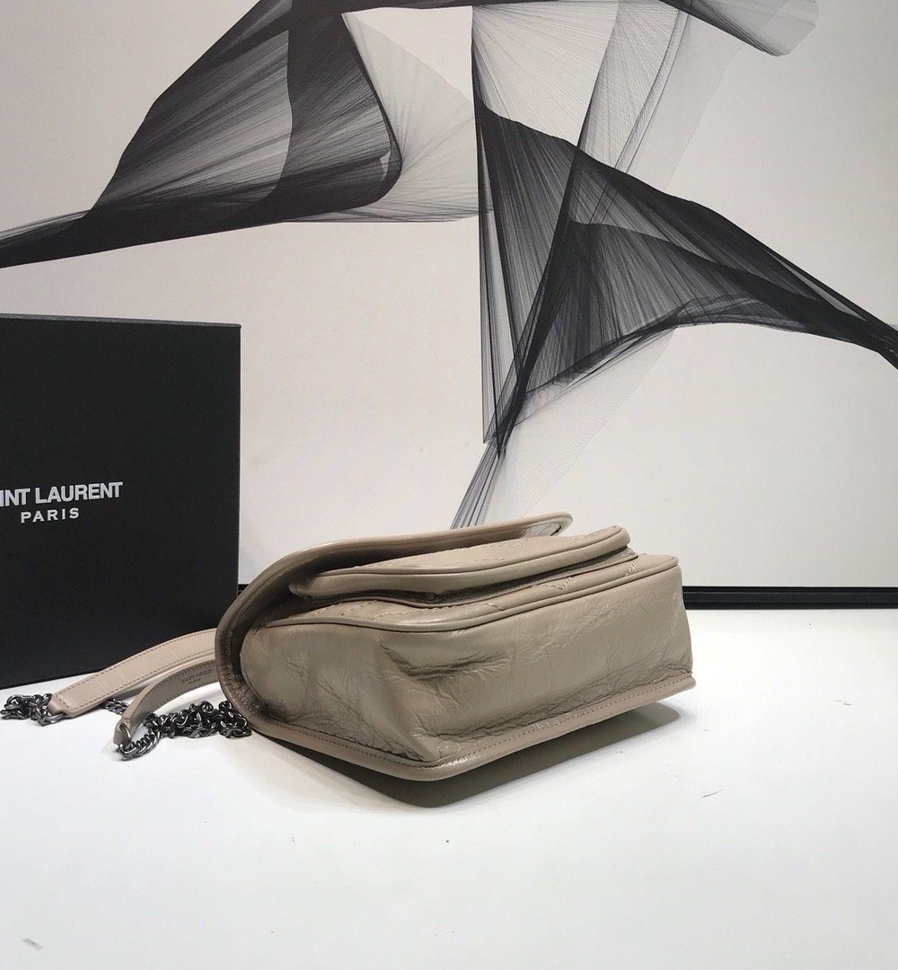 [REP 1:1] Saint Laurent Niki Baby Chain Bag In Crinkled Vintage Beige For Women 8.2in/21cm YSL 6331600EN049956