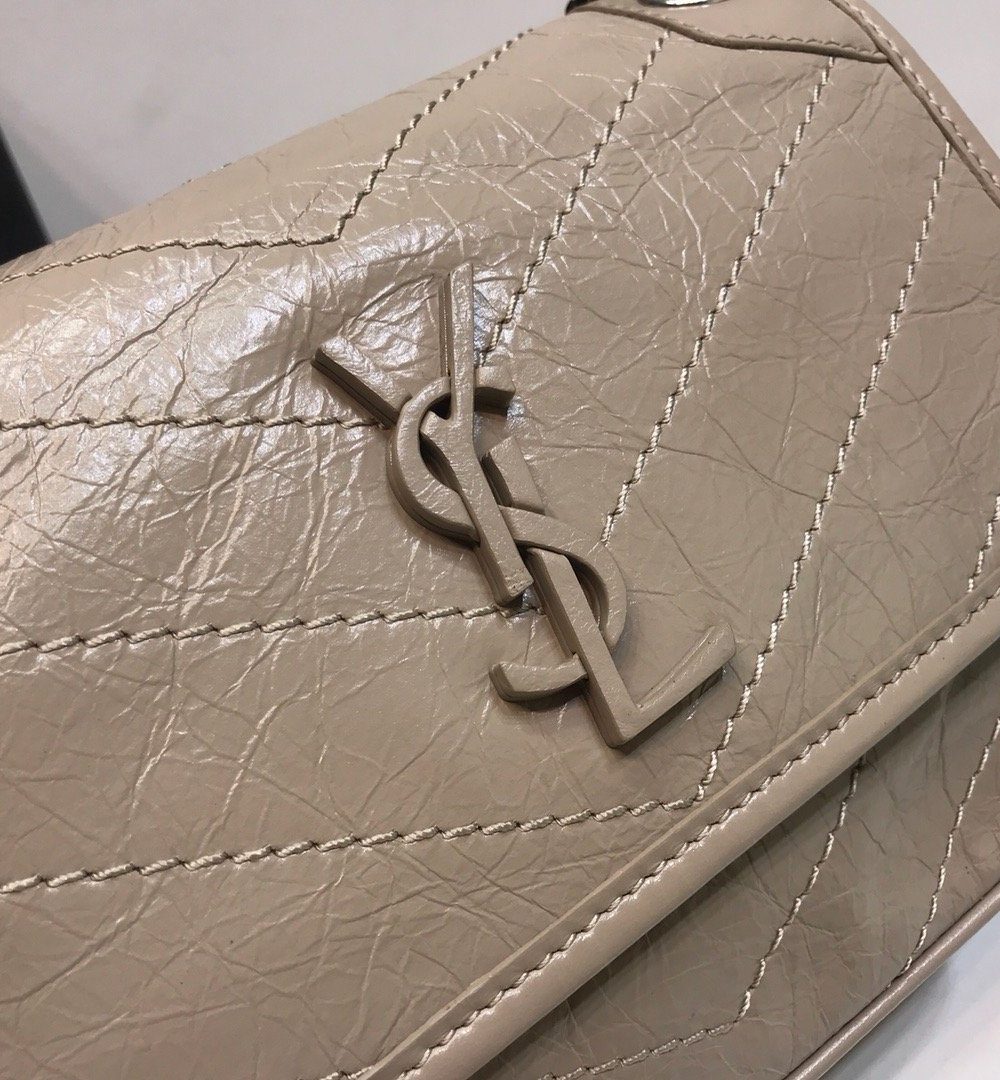 [REP 1:1] Saint Laurent Niki Baby Chain Bag In Crinkled Vintage Beige For Women 8.2in/21cm YSL 6331600EN049956