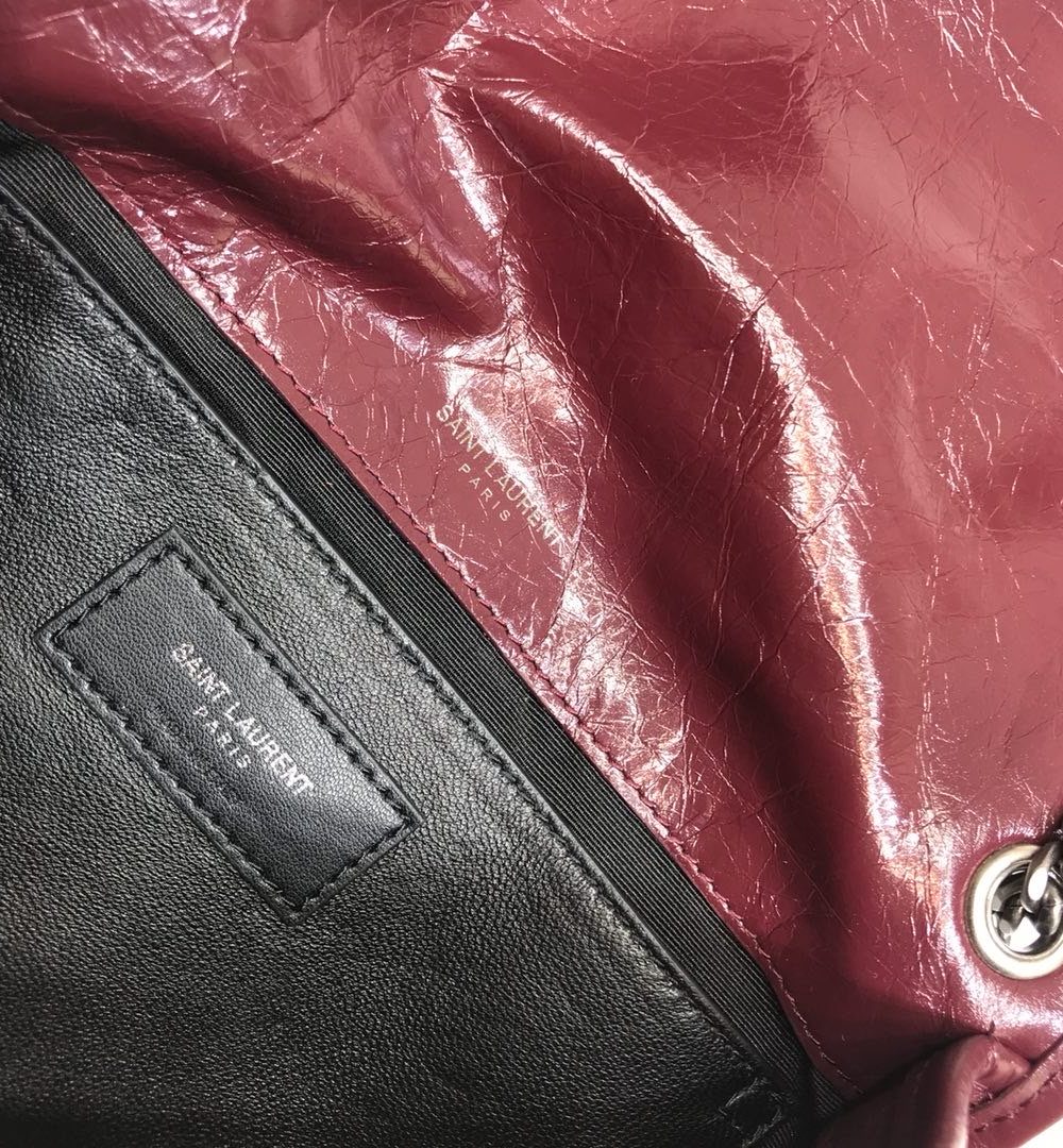 [REP 1:1] Saint Laurent Niki Baby Chain Bag In Crinkled Vintage  Burgundy For Women 8.2in/21cm YSL 6331600EN046475