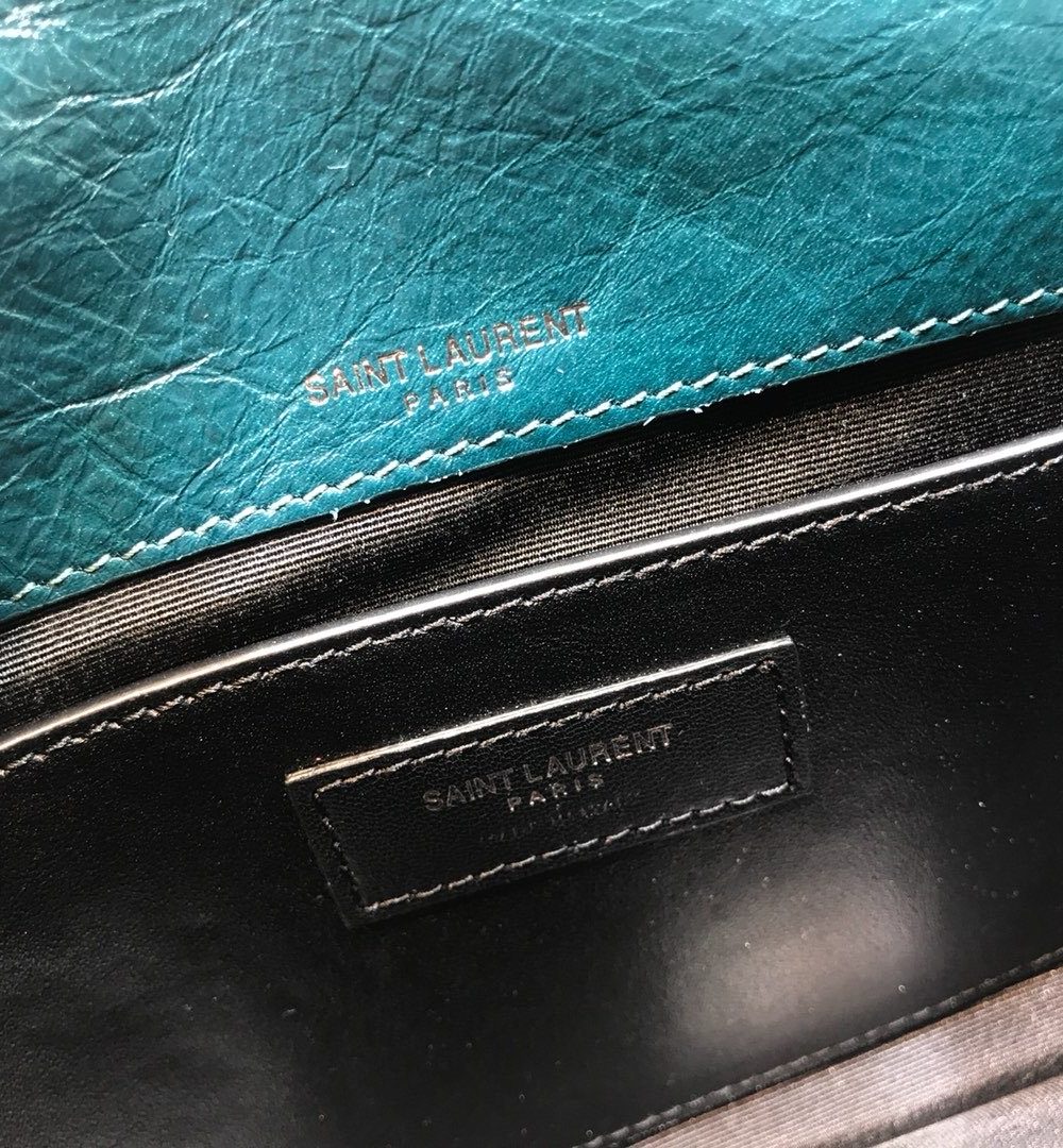 [REP 1:1] Saint Laurent Niki Baby Chain Bag In Crinkled Vintage Dark Green For Women 8.2in/21cm YSL