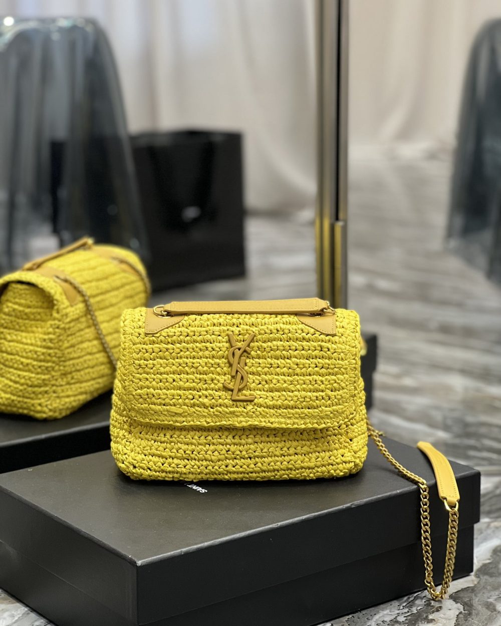 [REP 1:1] Saint Laurent Niki Baby Chain Bag Yellow For Women, Women's Bags 8.2in/21cm YSL