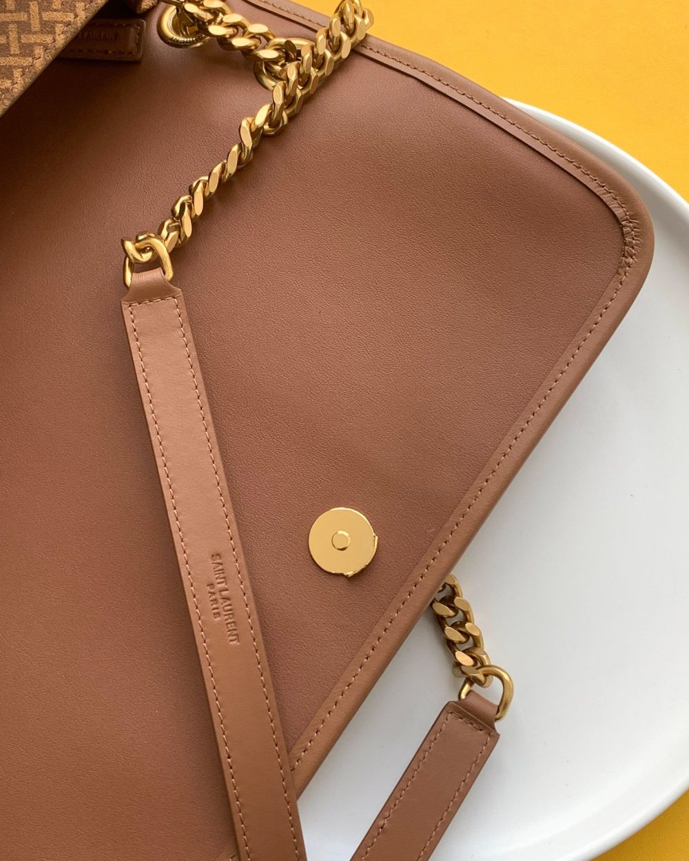 [REP 1:1] Saint Laurent Niki Medium Chain Bag Brown In Vintage Crinkled With Gold Toned Hardware For Women 11in/28cm YSL