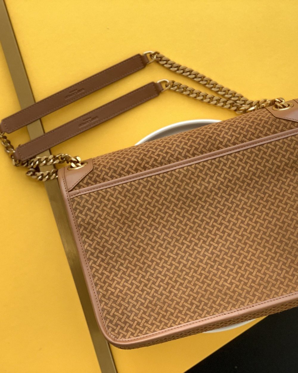 [REP 1:1] Saint Laurent Niki Medium Chain Bag Brown In Vintage Crinkled With Gold Toned Hardware For Women 11in/28cm YSL