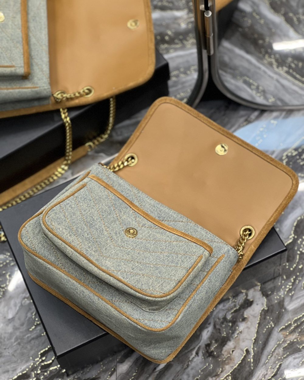 [REP 1:1] Saint Laurent Niki Medium Chain Bag In Canvas For Women 11in/28cm YSL