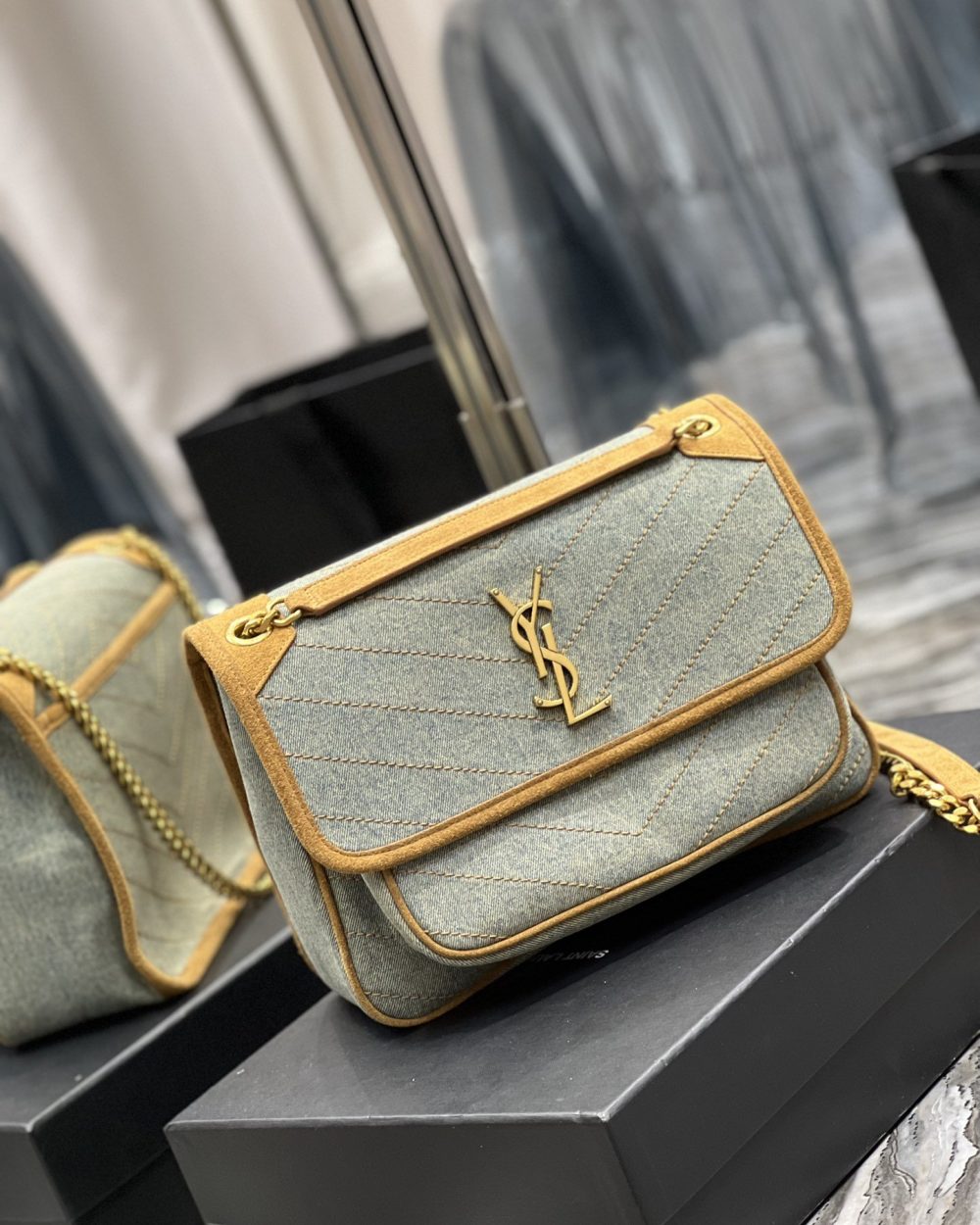 [REP 1:1] Saint Laurent Niki Medium Chain Bag In Canvas For Women 11in/28cm YSL