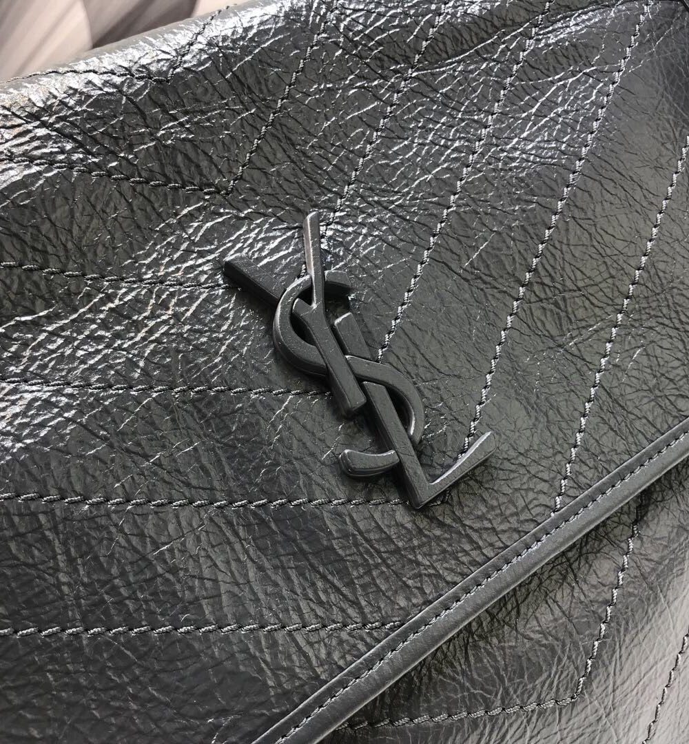 [REP 1:1] Saint Laurent Niki Medium Chain Bag In Crinkled Vintage Grey For Women 11in/28cm YSL 6331580EN041112