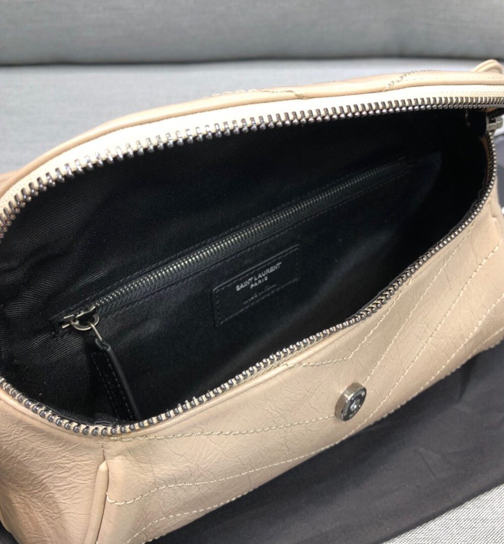 [REP 1:1] Saint Laurent Niki Medium Crinkled Shoulder Bag Beige For Women 11in/28cm YSL