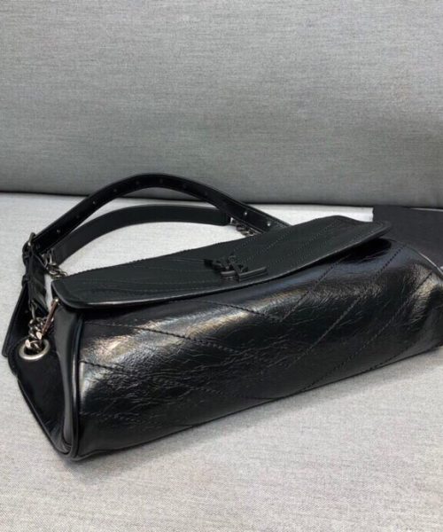 [REP 1:1] Saint Laurent Niki Medium Crinkled Shoulder Bag Black For Women 11in/28cm YSL
