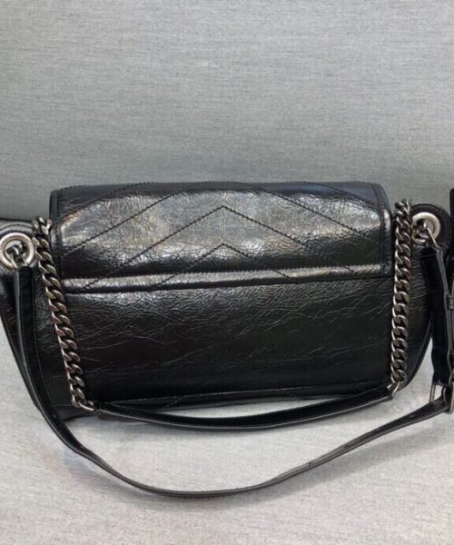 [REP 1:1] Saint Laurent Niki Medium Crinkled Shoulder Bag Black For Women 11in/28cm YSL