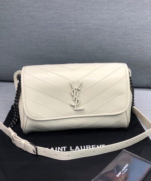 [REP 1:1] Saint Laurent Niki Medium Crinkled Shoulder Bag White For Women 11in/28cm YSL