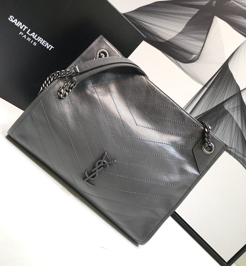 [REP 1:1] Saint Laurent Niki Medium Shopping Bag Gray For Women 12.6in/32cm YSL 577999