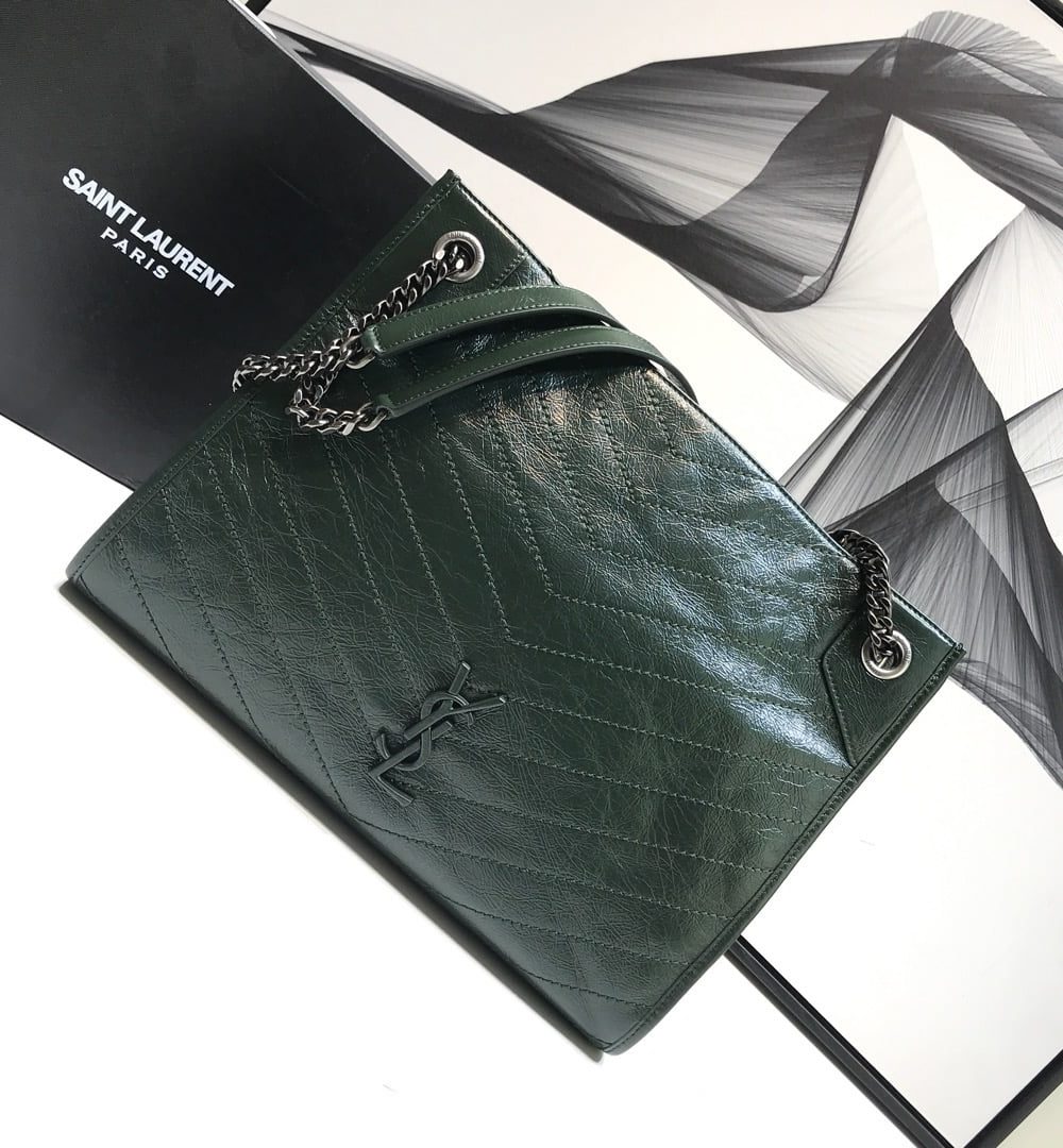 [REP 1:1] Saint Laurent Niki Medium Shopping Bag Green For Women 12.6in/32cm YSL