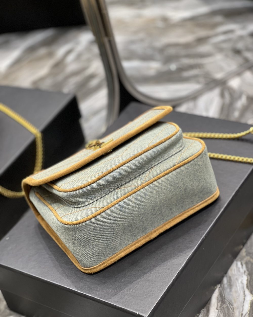 [REP 1:1] Saint Laurent Niki Mini Chain Bag In Canvas For Women 8.6in/22cm YSL