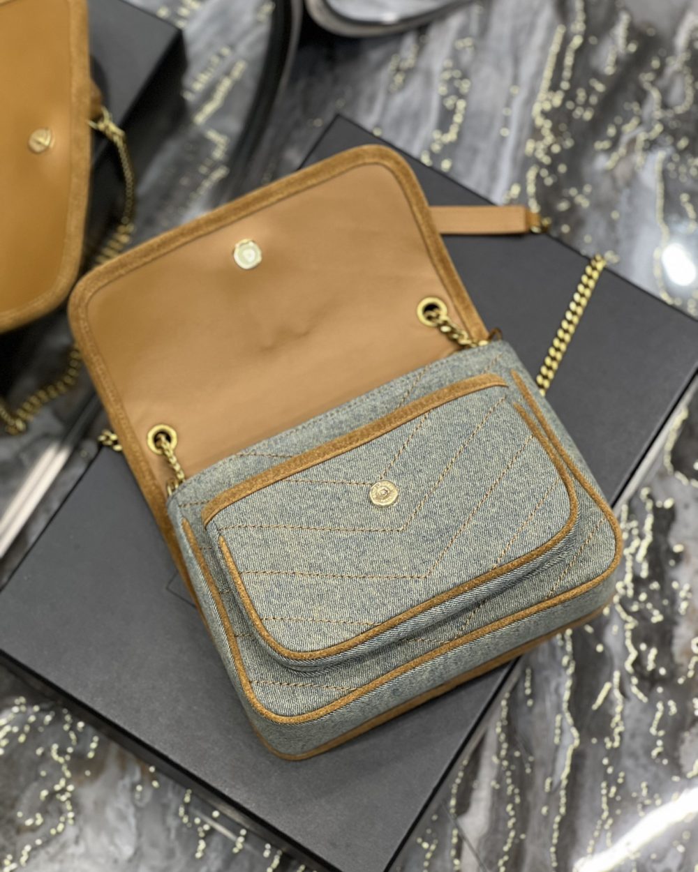 [REP 1:1] Saint Laurent Niki Mini Chain Bag In Canvas For Women 8.6in/22cm YSL