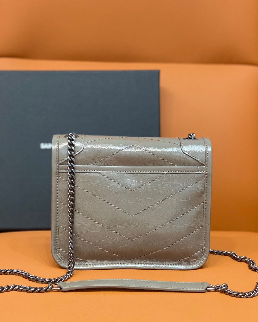 [REP 1:1] Saint Laurent Niki Wallets On Chain Beige For Women 7.5in/19cm