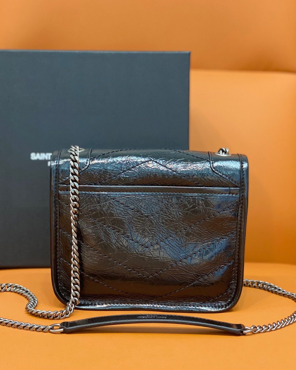[REP 1:1] Saint Laurent Niki Wallets On Chain Black For Women 7.5in/19cm