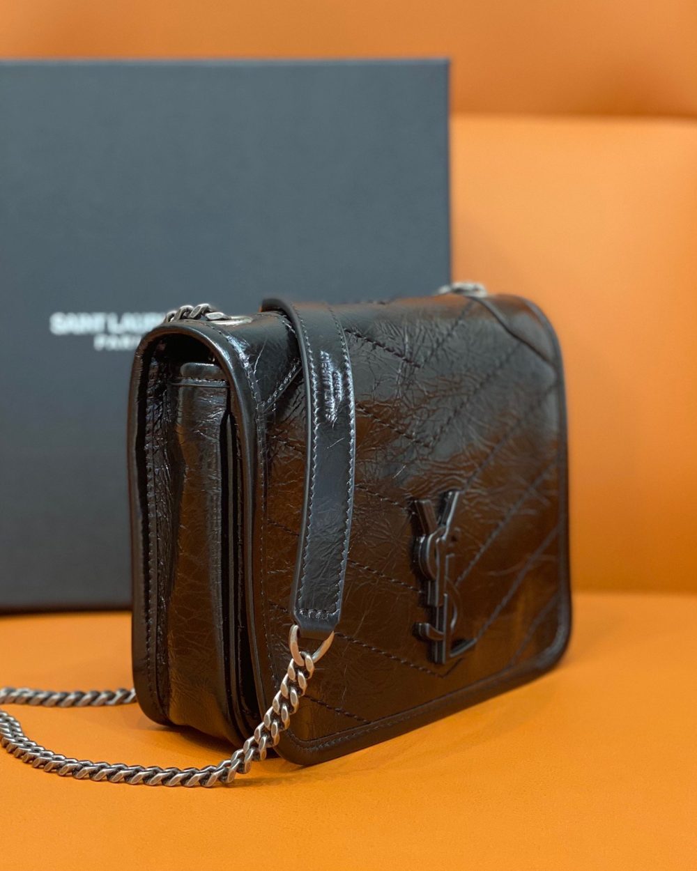[REP 1:1] Saint Laurent Niki Wallets On Chain Black For Women 7.5in/19cm
