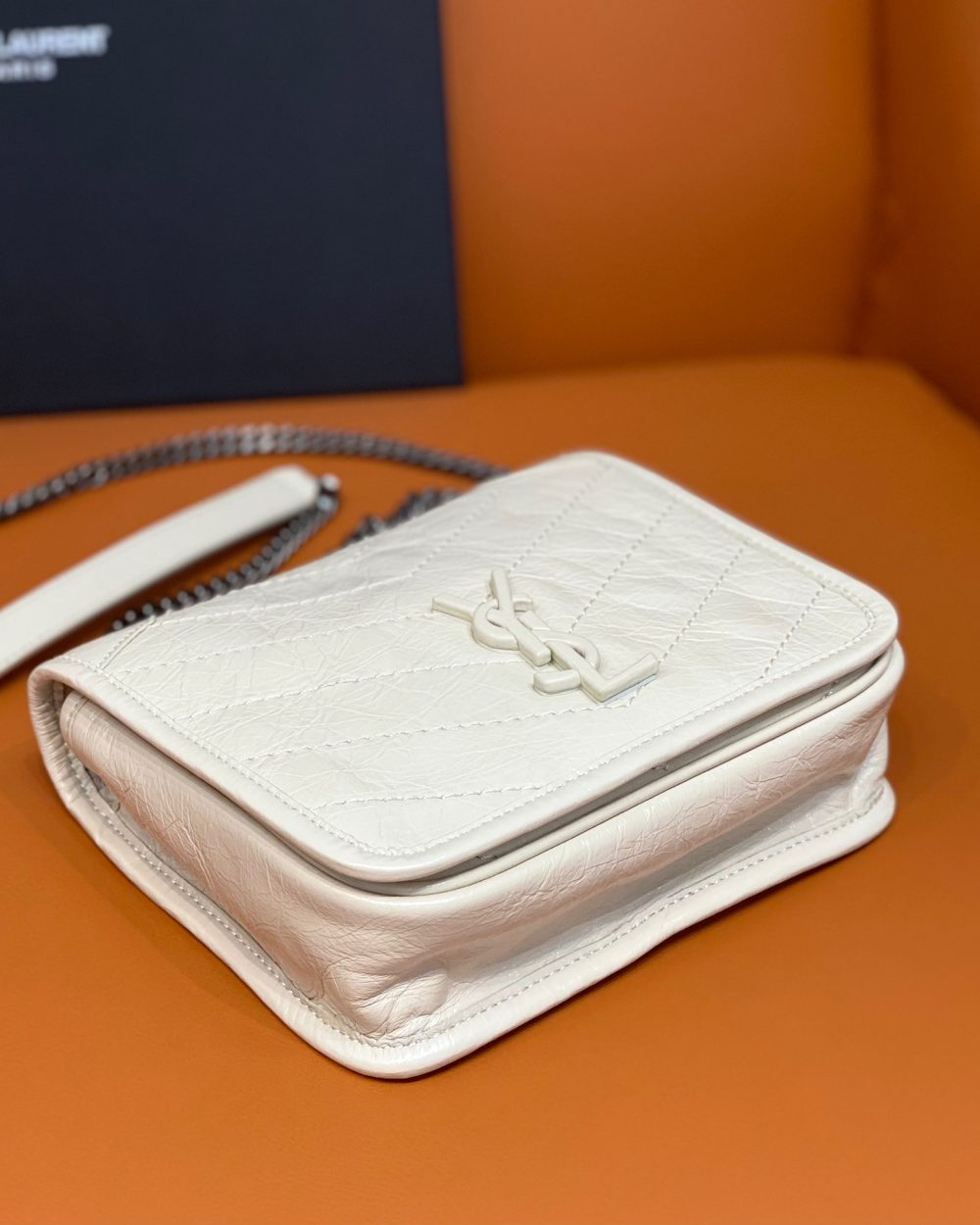 [REP 1:1] Saint Laurent Niki Wallets On Chain White For Women 7.5in/19cm