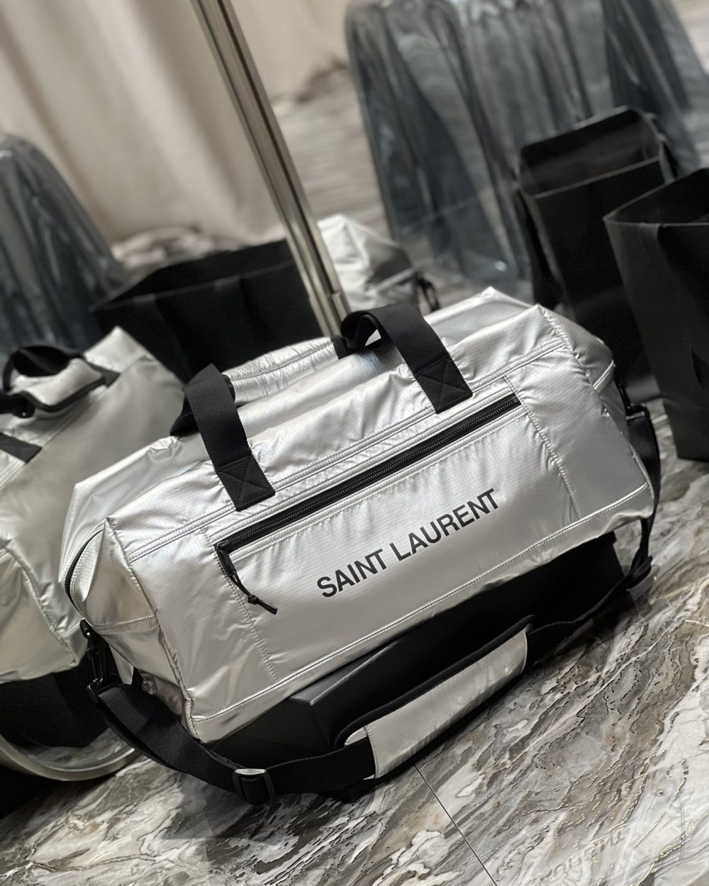 [REP 1:1] Saint Laurent Nuxx Duffle Sliver For Women, Women's Bags 19.6in/50cm YSL