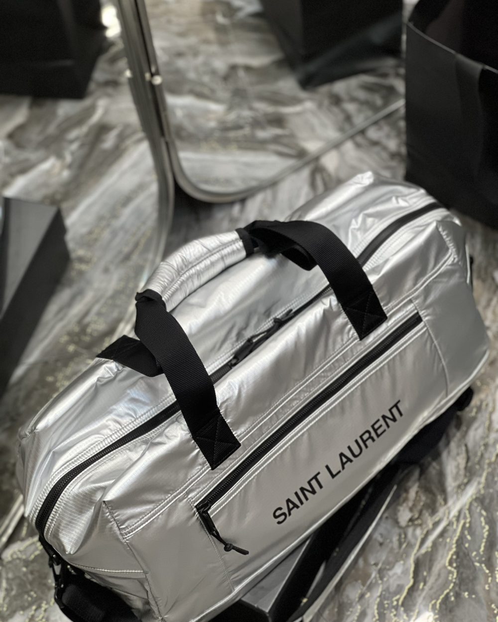 [REP 1:1] Saint Laurent Nuxx Duffle Sliver For Women, Women's Bags 19.6in/50cm YSL