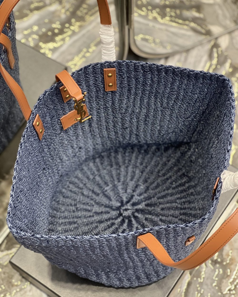 [REP 1:1] Saint Laurent Panier Big Bag Blue For Women, Women's Bags 21.7in/55cm YSL