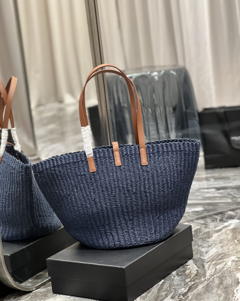 [REP 1:1] Saint Laurent Panier Big Bag Blue For Women, Women's Bags 21.7in/55cm YSL