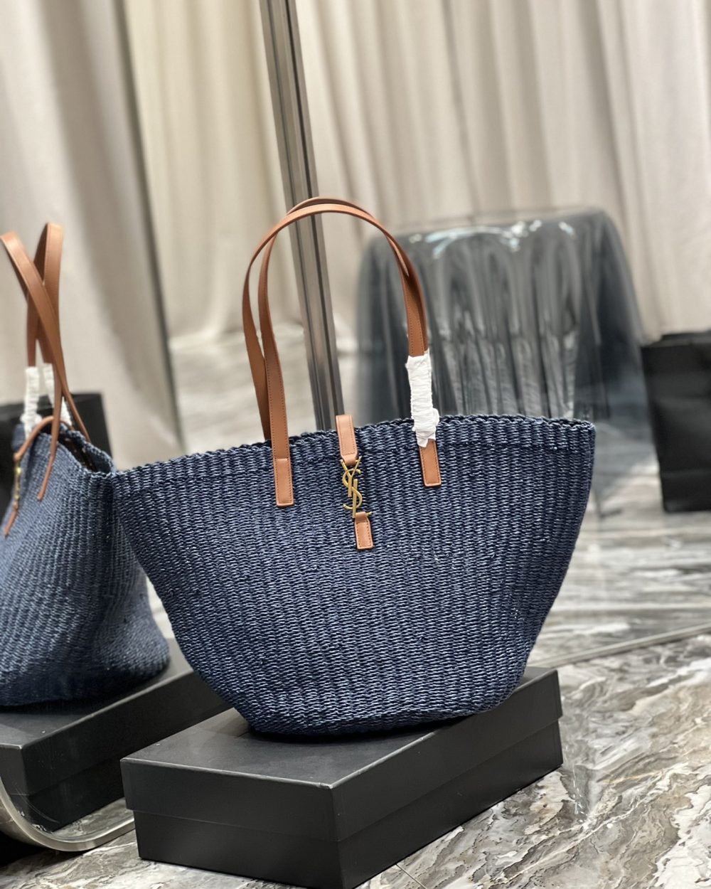 [REP 1:1] Saint Laurent Panier Big Bag Blue For Women, Women's Bags 21.7in/55cm YSL