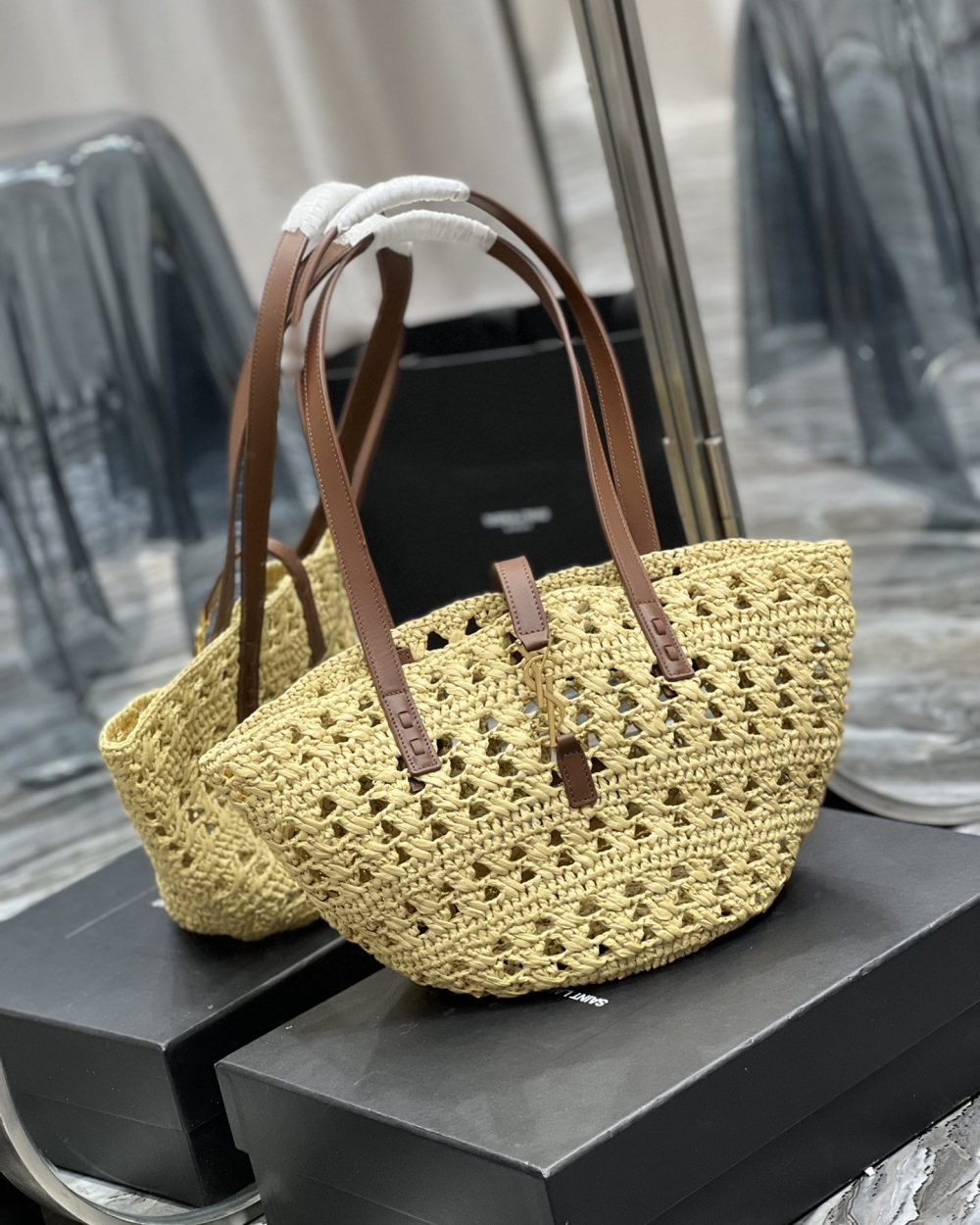 [REP 1:1] Saint Laurent Panier Medium Bag Beige For Women, Women's Bags 16.5in/42cm YSL