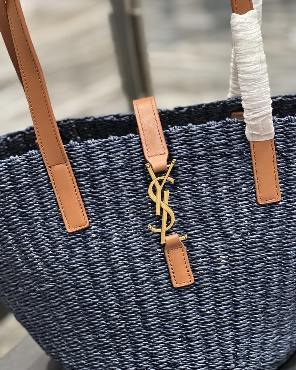 [REP 1:1] Saint Laurent Panier Medium Bag Blue For Women, Women's Bags 16.5in/42cm YSL