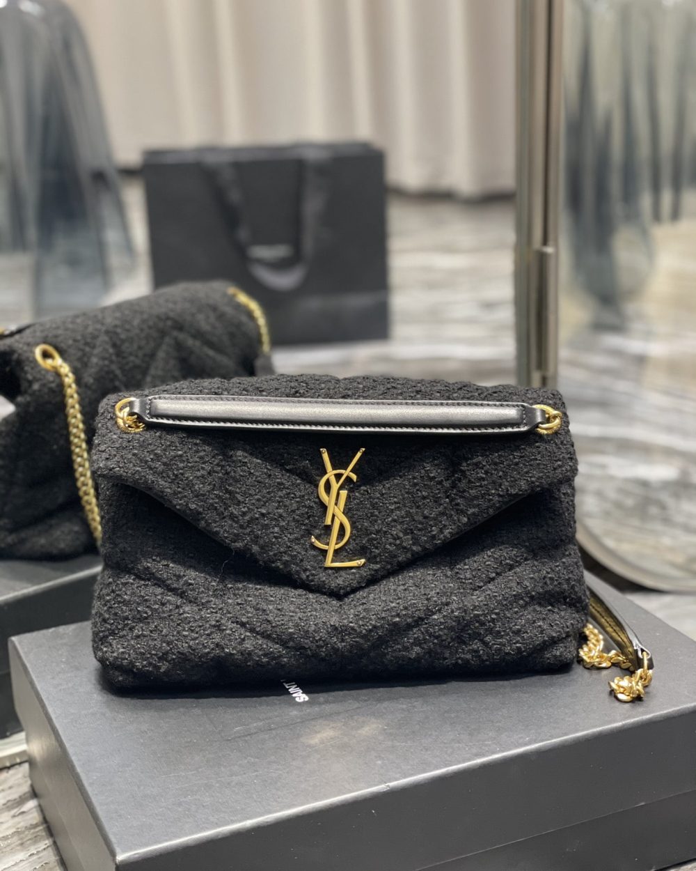 [REP 1:1] Saint Laurent Puffer Small Chain Bag Black For Women, Women's Bags 11.4in/29cm YSL‎