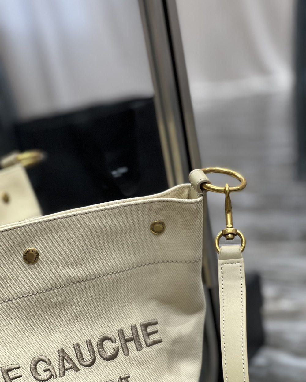 [REP 1:1] Saint Laurent Rive Gauche Bucket Bag Beige For Women, Women's Bags 12.2in/31cm YSL