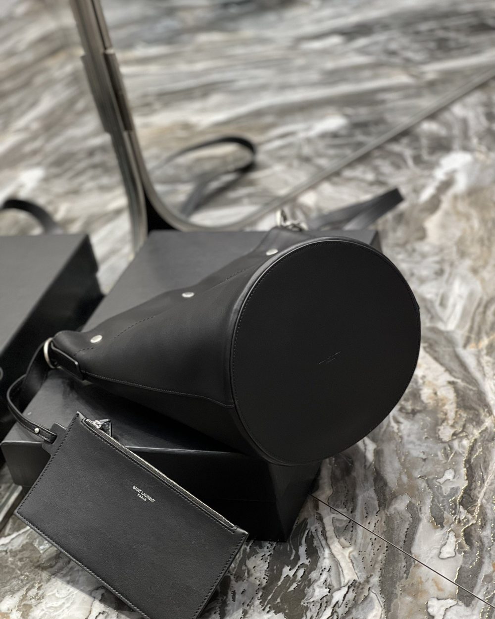 [REP 1:1] Saint Laurent Rive Gauche Bucket Bag Black For Women, Women's Bags 11.4in/29cm YSL