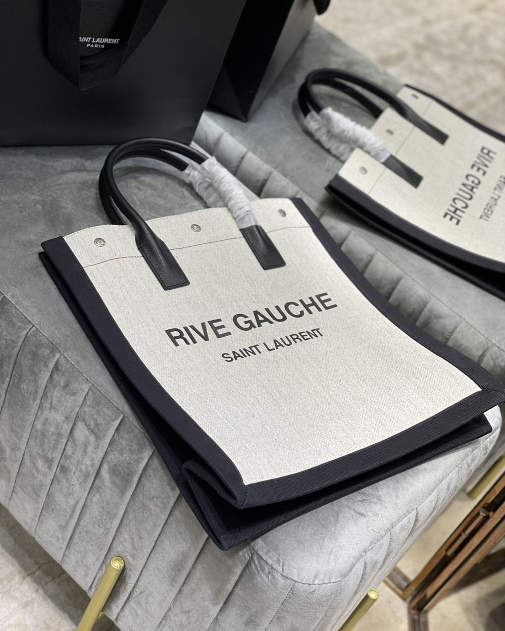 [REP 1:1] Saint Laurent Rive Gauche North/South Tote Bag In Printed Linen For Women 15.3in/39cm YSL 632539FAABR9083