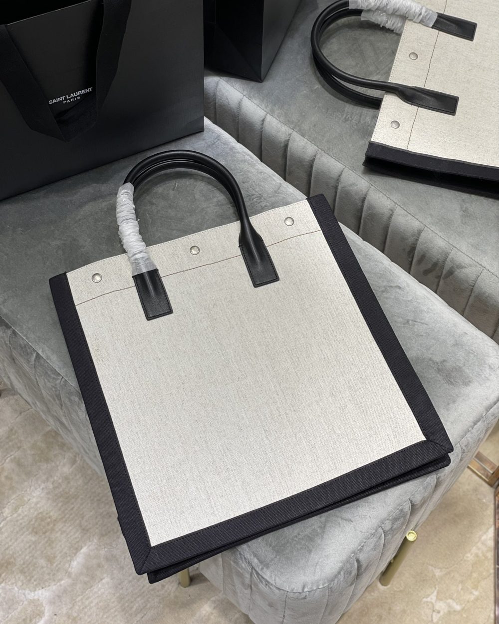 [REP 1:1] Saint Laurent Rive Gauche North/South Tote Bag In Printed Linen For Women 15.3in/39cm YSL 632539FAABR9083