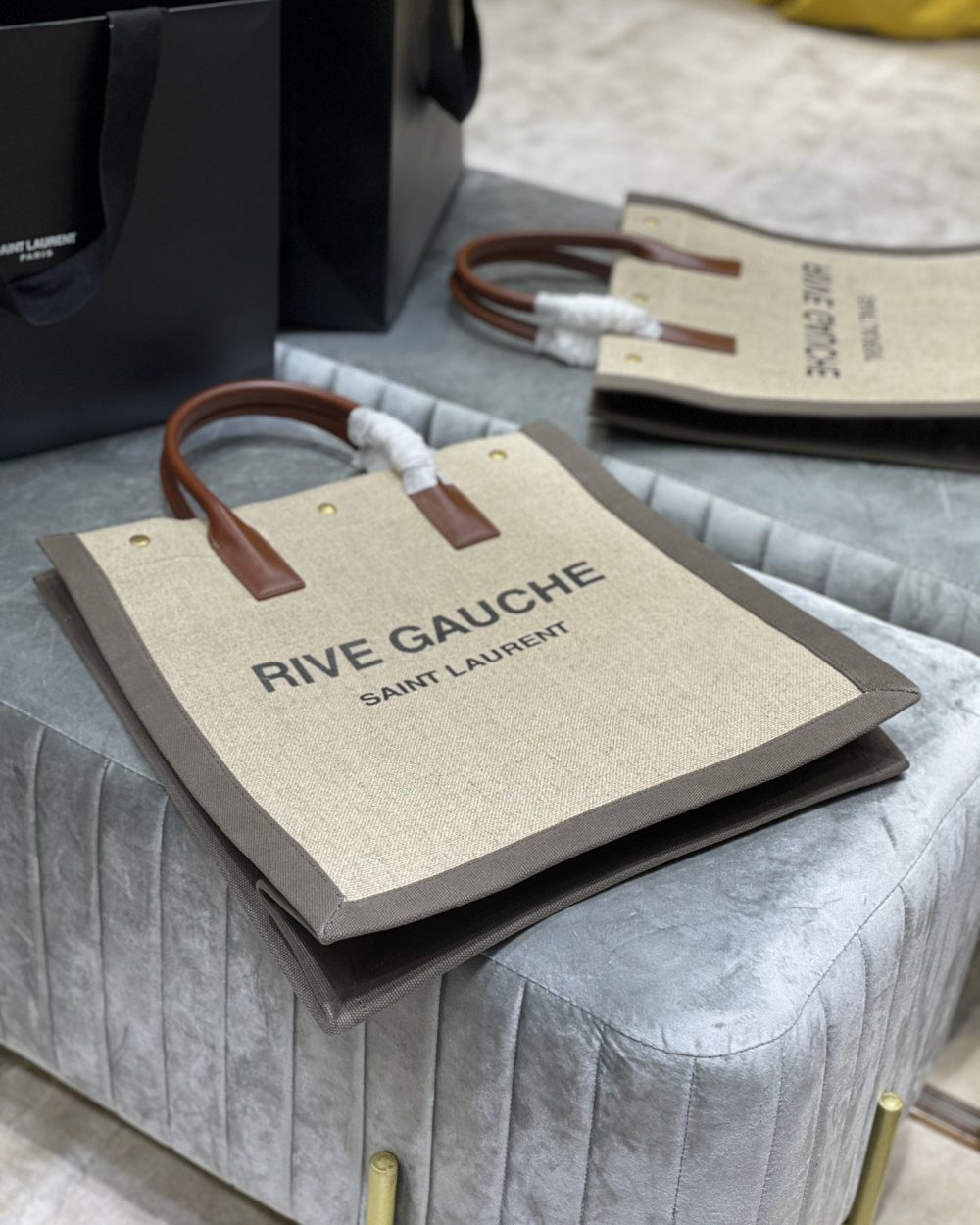 [REP 1:1] Saint Laurent Rive Gauche North/South Tote Bag In Printed Linen For Women 15.3in/39cm YSL 632539FAABR9083