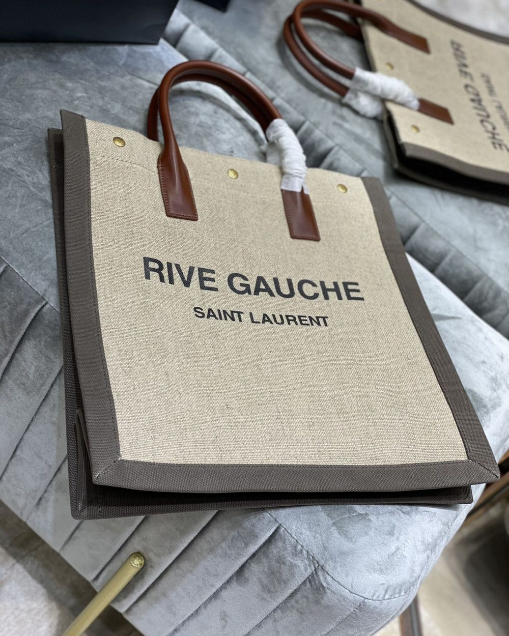 [REP 1:1] Saint Laurent Rive Gauche North/South Tote Bag In Printed Linen For Women 15.3in/39cm YSL 632539FAABR9083