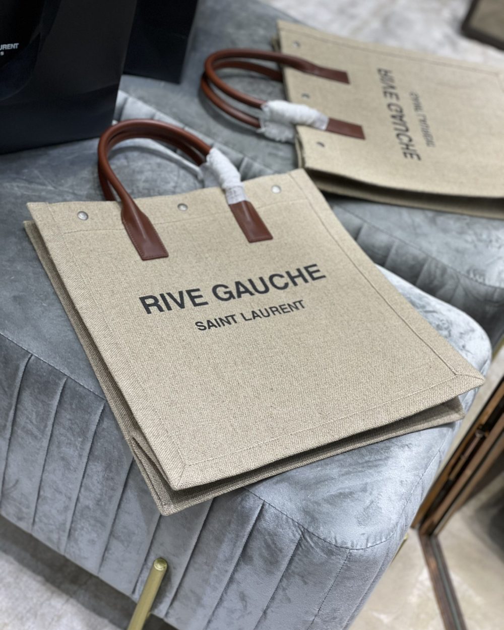 [REP 1:1] Saint Laurent Rive Gauche North/South Tote Bag In Printed Linen For Women 15.3in/39cm YSL