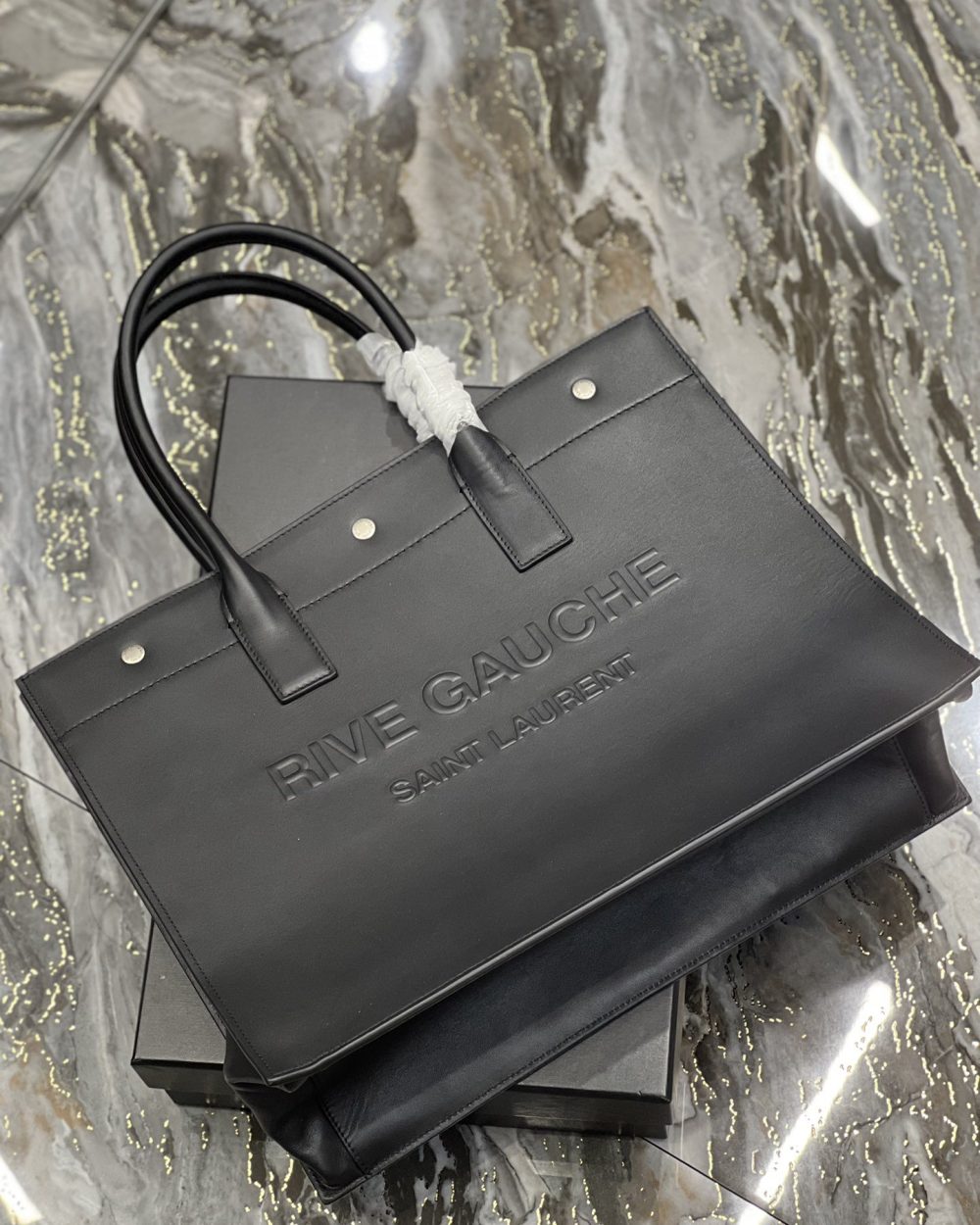 [REP 1:1] Saint Laurent Rive Gauche Small Tote Bag In Black Noir For Women 15.4in/39cm YSL 686266CWTFE1000