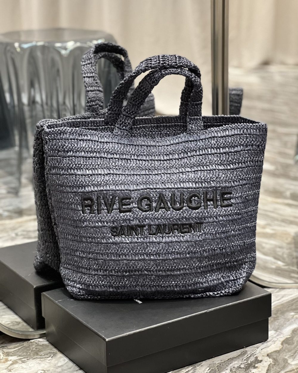 [REP 1:1] Saint Laurent Rive Gauche Supple Tote Bag Grey For Women, Women's Bags 15in/38cm YSL