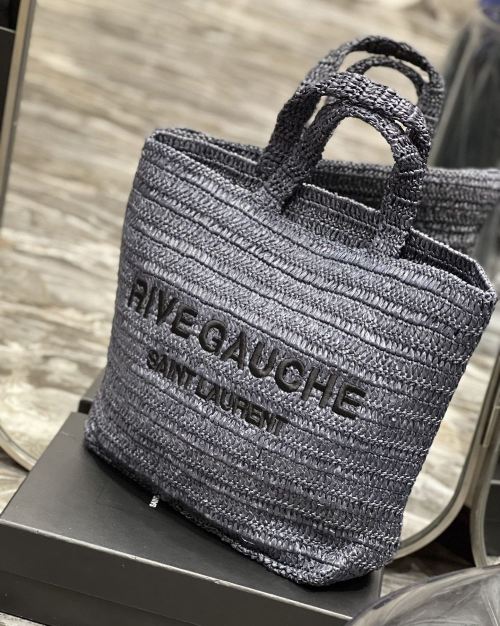 [REP 1:1] Saint Laurent Rive Gauche Supple Tote Bag Grey For Women, Women's Bags 15in/38cm YSL
