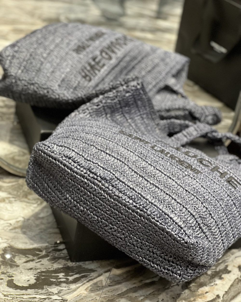 [REP 1:1] Saint Laurent Rive Gauche Supple Tote Bag Grey For Women, Women's Bags 15in/38cm YSL