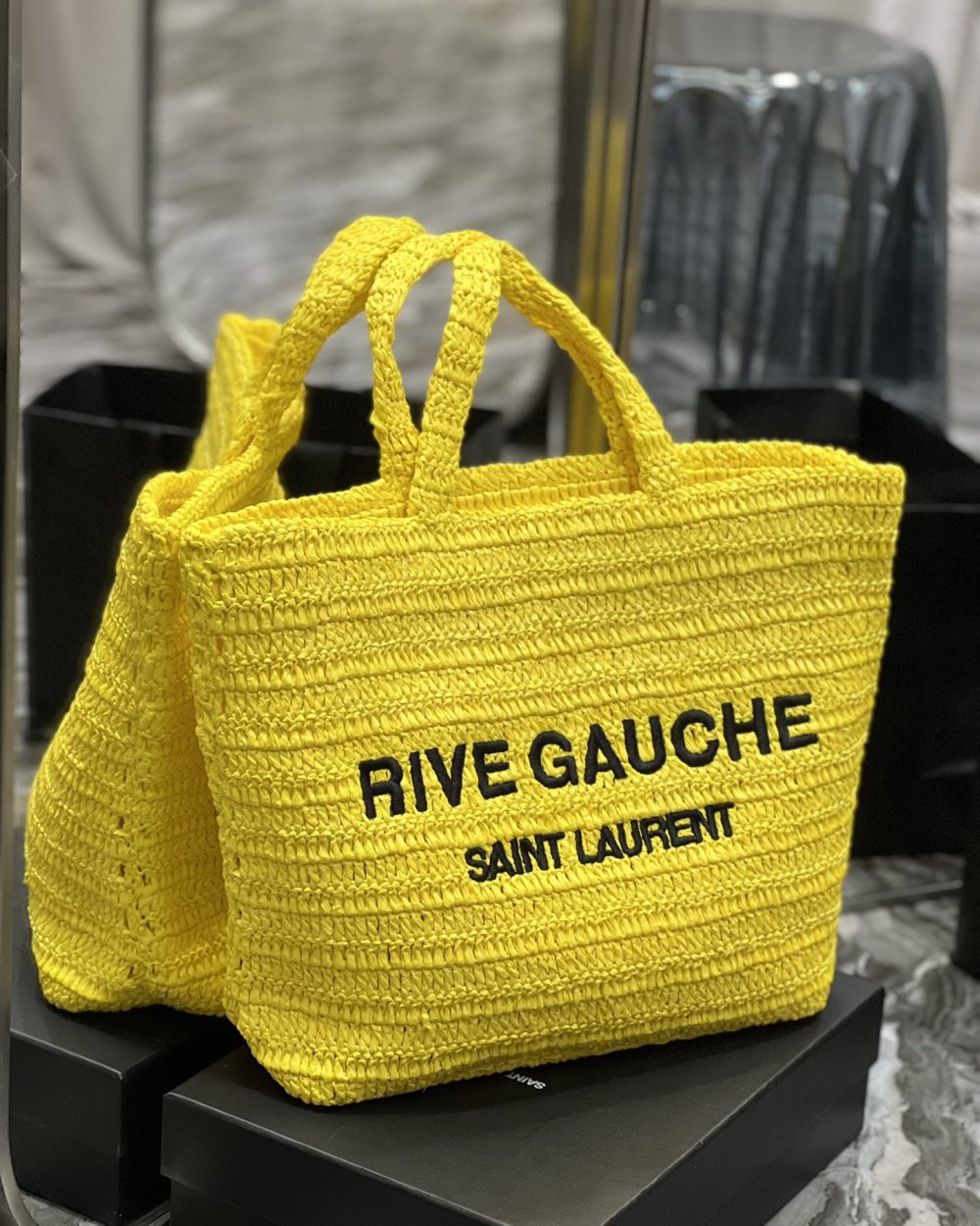[REP 1:1] Saint Laurent Rive Gauche Supple Tote Bag Yellow For Women, Women's Bags 15in/38cm YSL