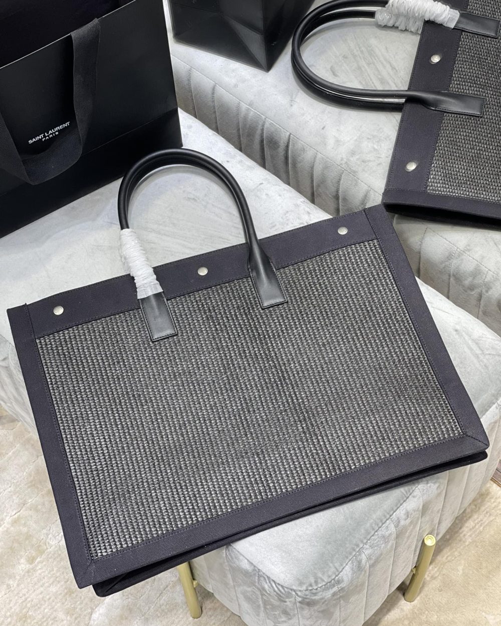 [REP 1:1] Saint Laurent Rive Gauche Tote Bag Grey For Women, Women's Bags 18.9in/48cm YSL