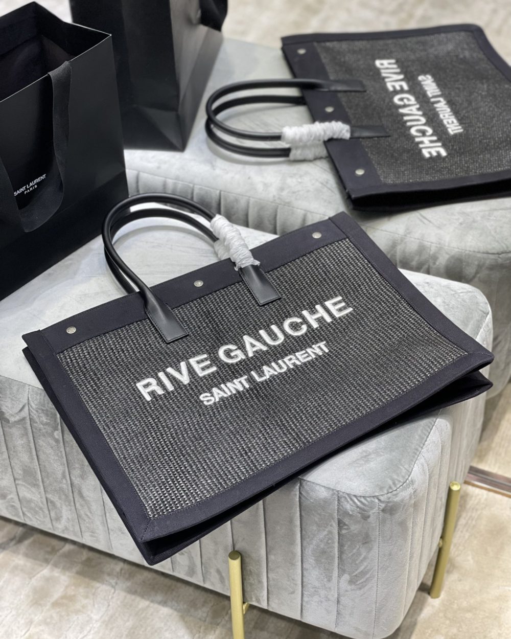 [REP 1:1] Saint Laurent Rive Gauche Tote Bag Grey For Women, Women's Bags 18.9in/48cm YSL