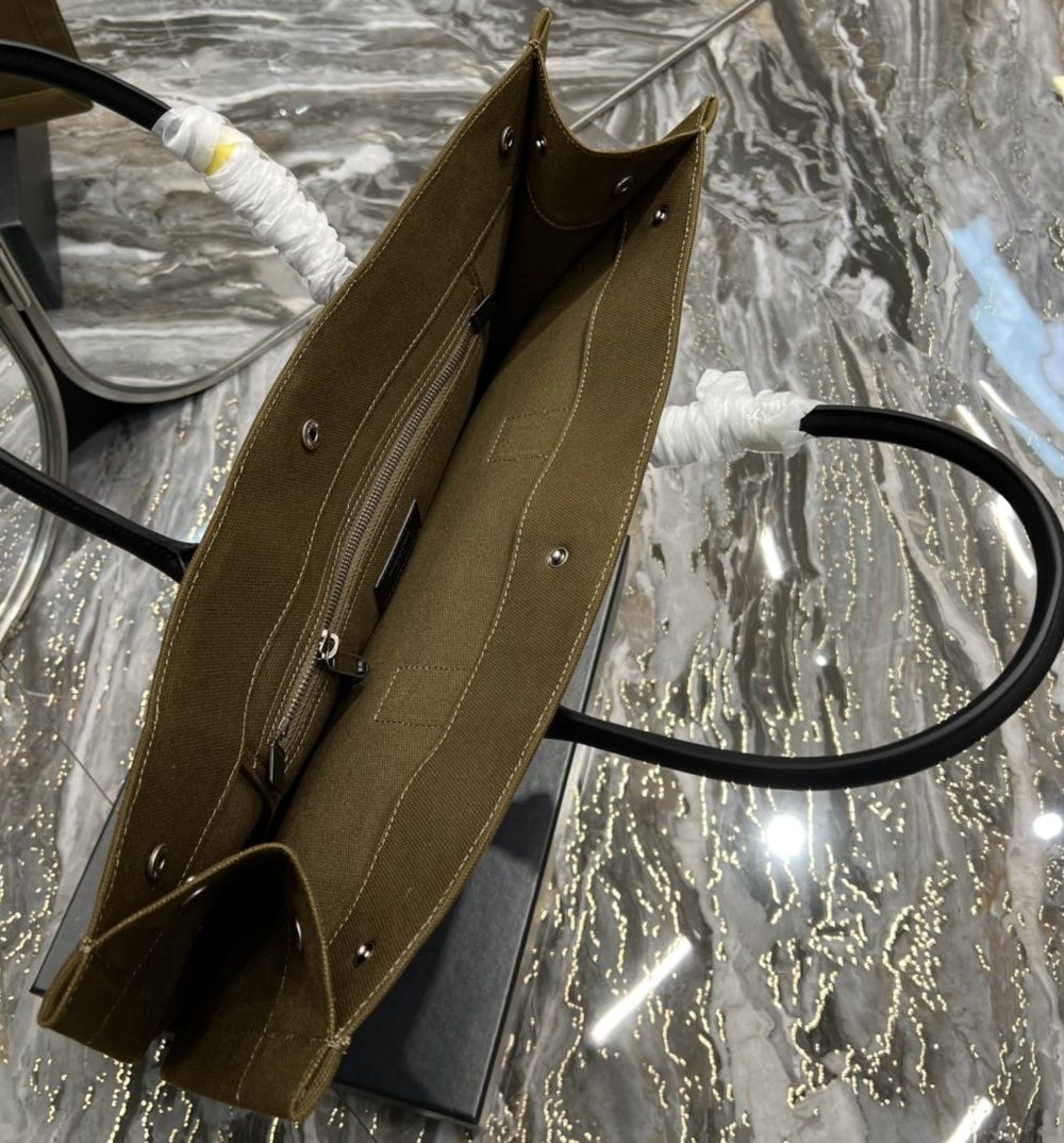 [REP 1:1] Saint Laurent Rive Gauche Tote Bag In Dark Kaki For Women 18.9in/48cm YSL 587273CWTFE2451