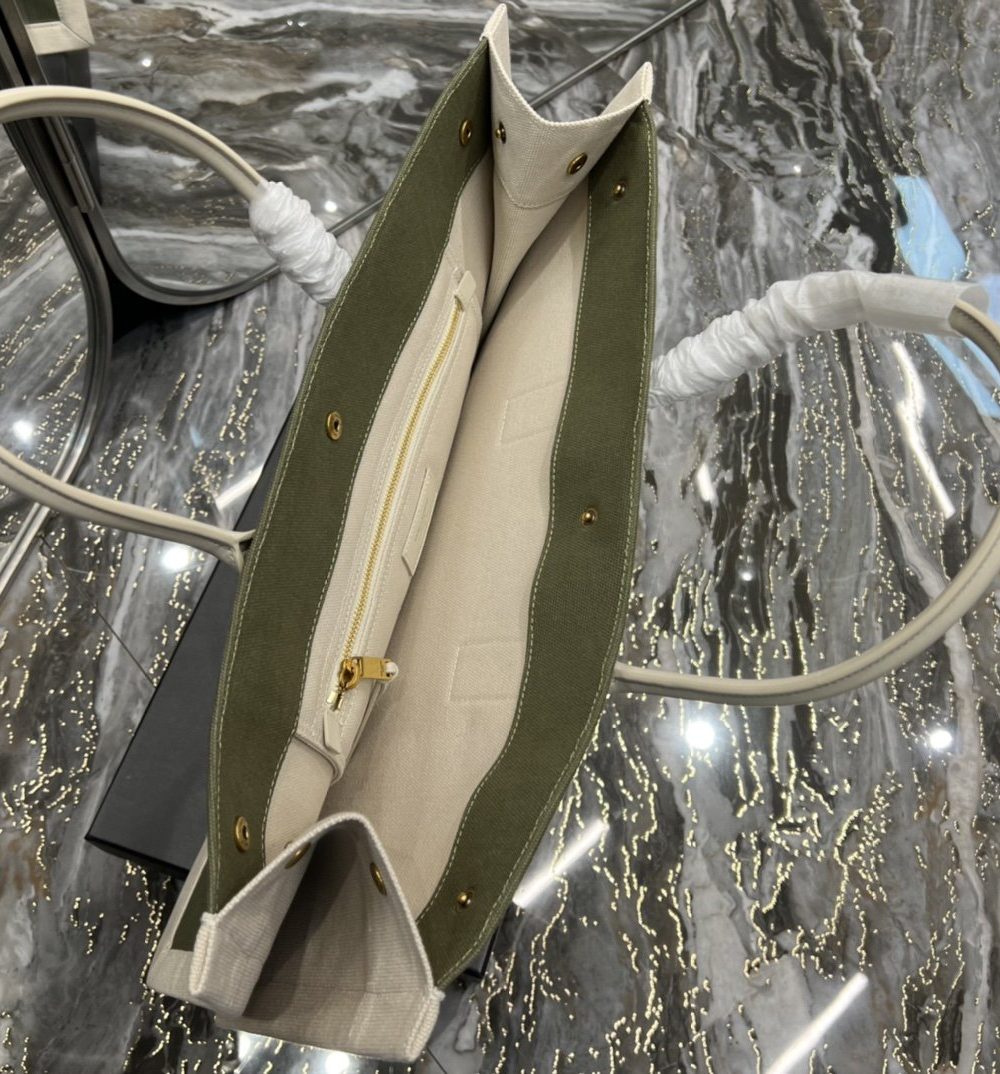 [REP 1:1] Saint Laurent Rive Gauche Tote Bag In Military Green For Women 18.9in/48cm YSL
