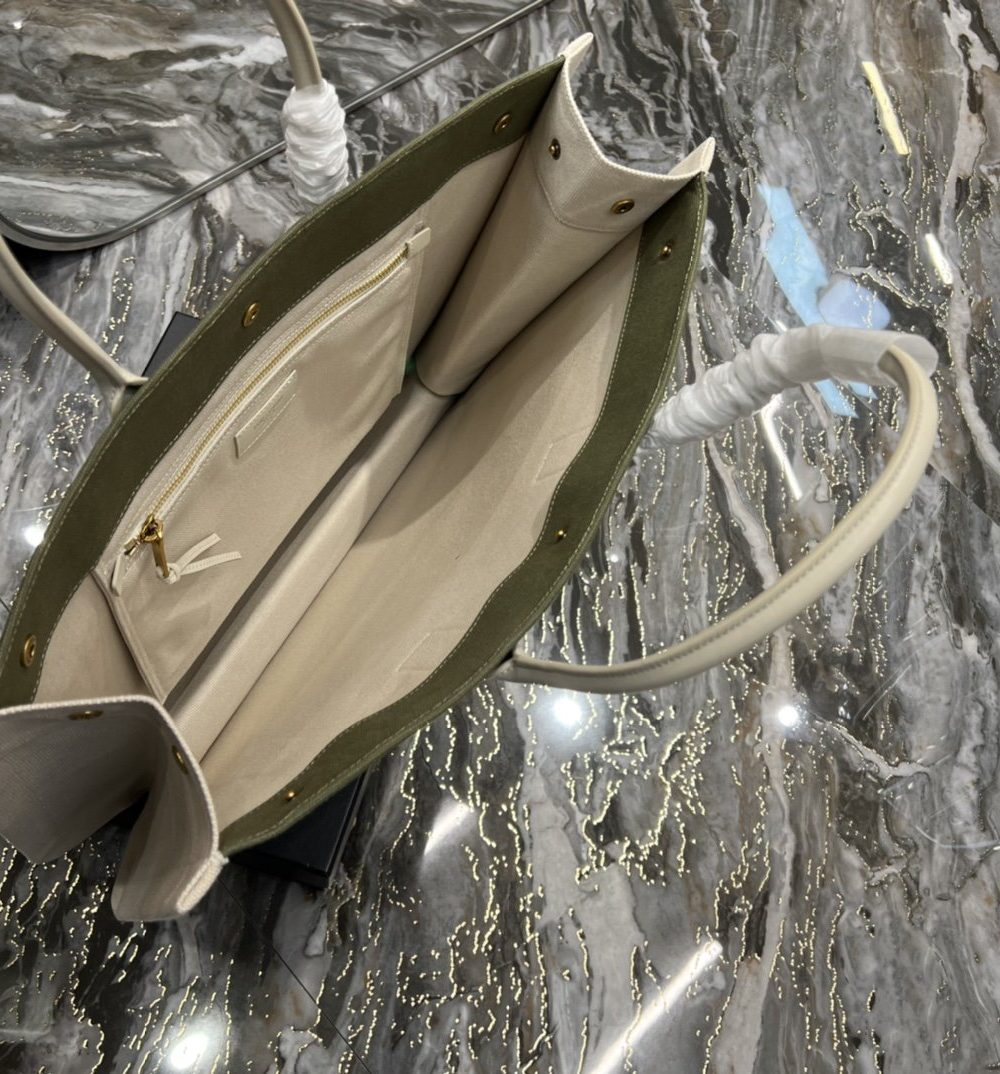 [REP 1:1] Saint Laurent Rive Gauche Tote Bag In Military Green For Women 18.9in/48cm YSL