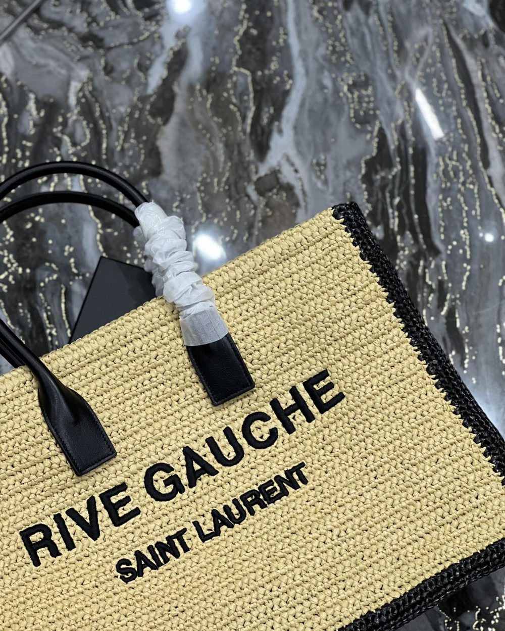 [REP 1:1] Saint Laurent Rive Gauche Tote Bag In Raffia For Women 18.9in/48cm YSL 685742GAAAG2099