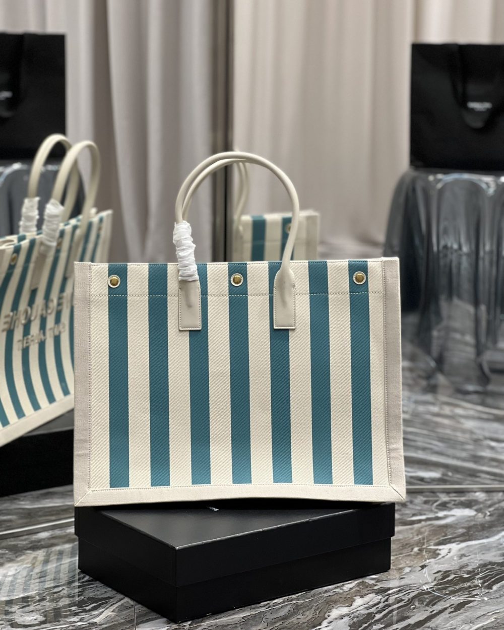 [REP 1:1] Saint Laurent Rive Gauche Tote Bag In Water Green For Women 18.9in/48cm YSL 499290FAAD51680